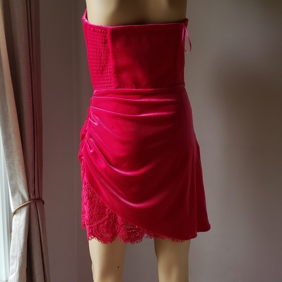 Amanda Uprichard Pink Velvet Lace Slit Dress - Picture 6 of 9